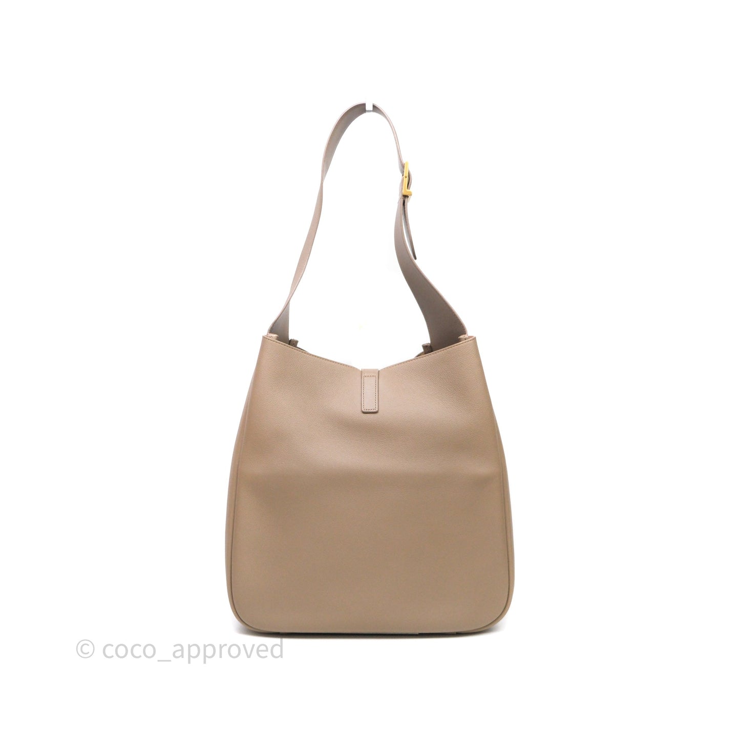 Saint Laurent LE 5 à 7 Supple Large Dusty Grey Grained Leather Gold Hardware