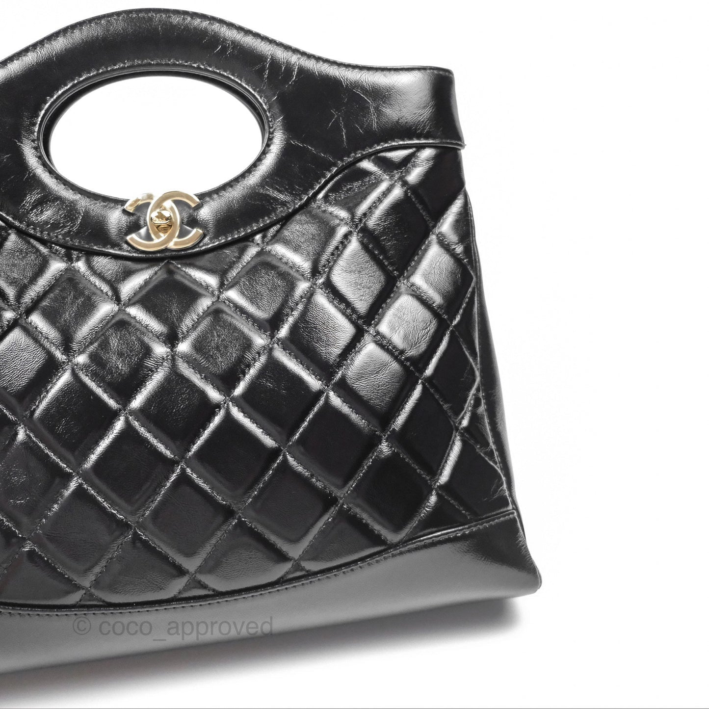Chanel 31 Small Black Shiny Lambskin Gold Hardware 24S