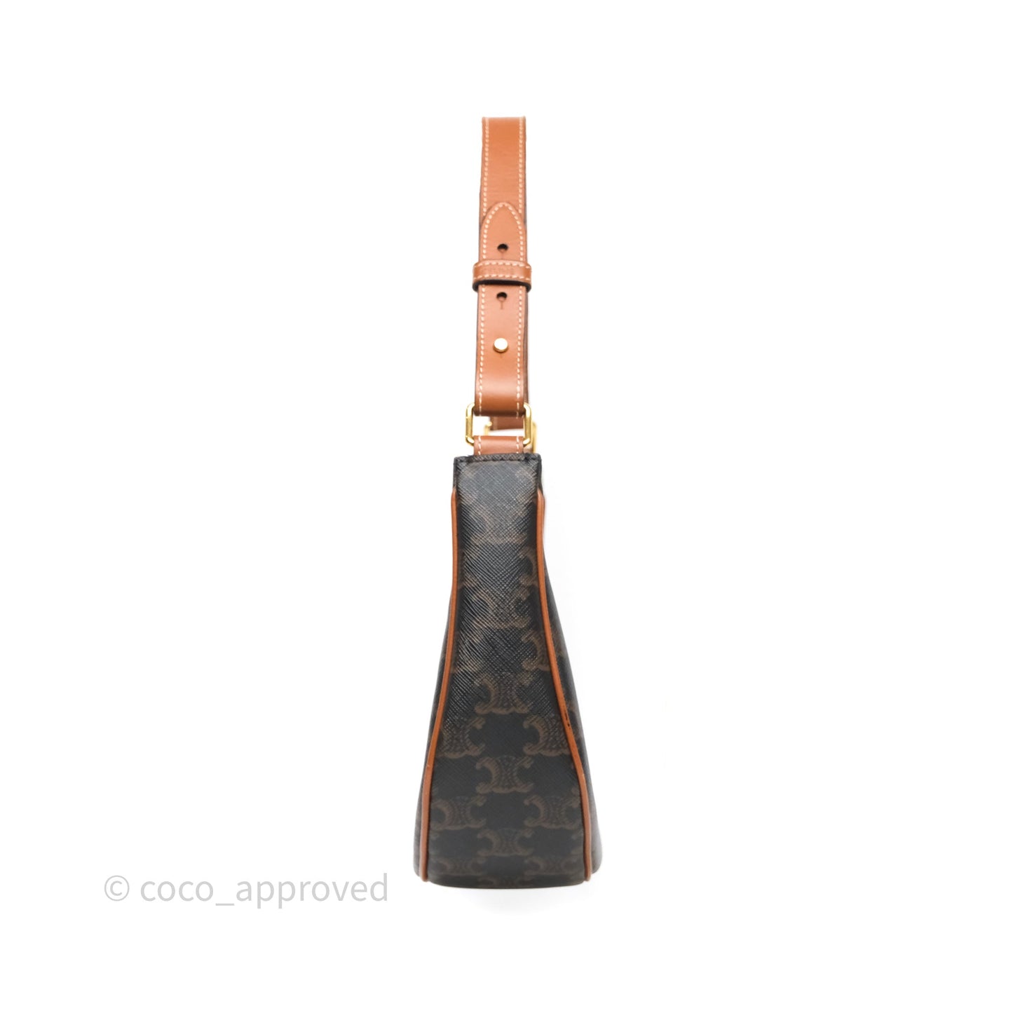 Celine Medium Ava Bag In Triomphe Canvas Calfskin Tan