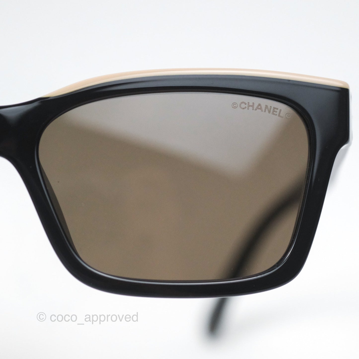 Chanel Acetate Square Sunglasses Black/Beige