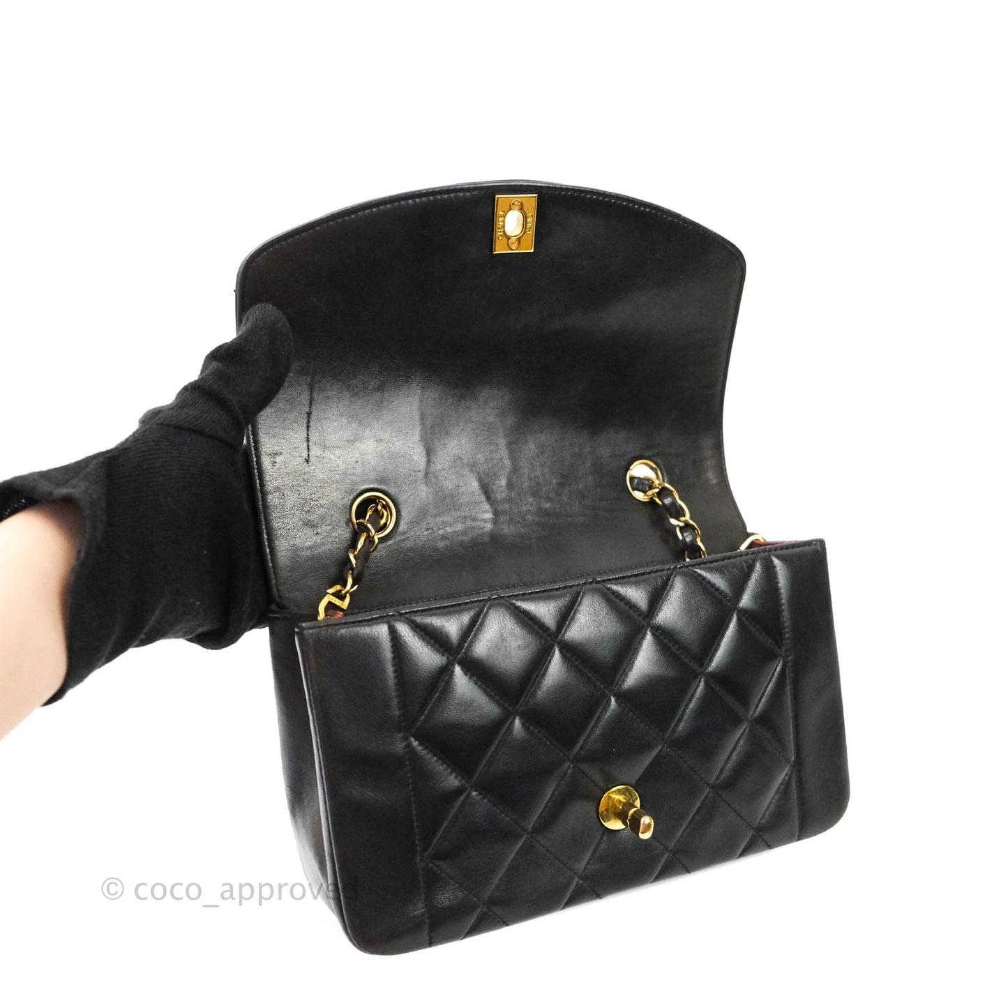 Chanel Black Quilted Lambskin Small Vintage Classic Diana Flap Bag