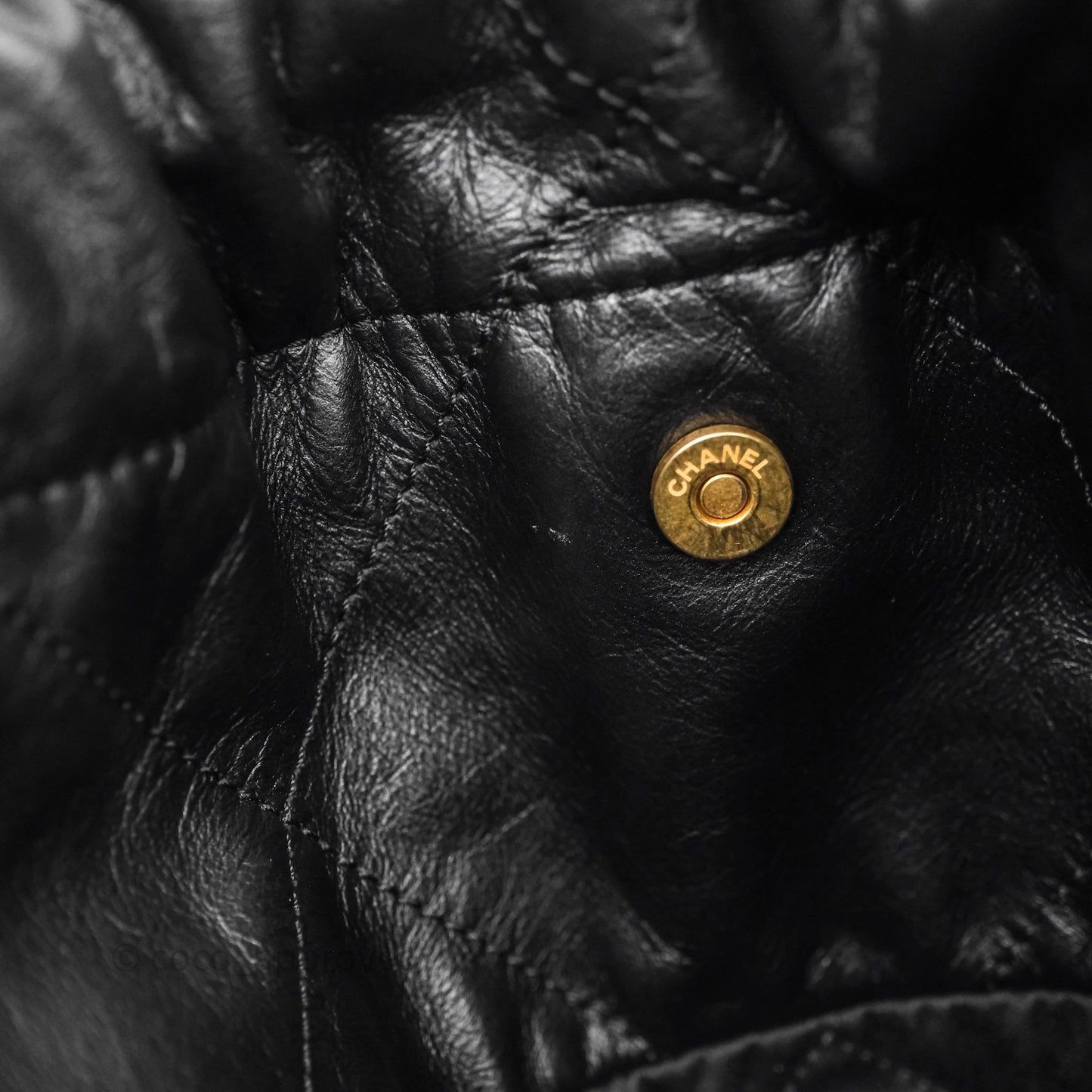 Chanel 22 Small Black Calfskin Aged Gold Hardware