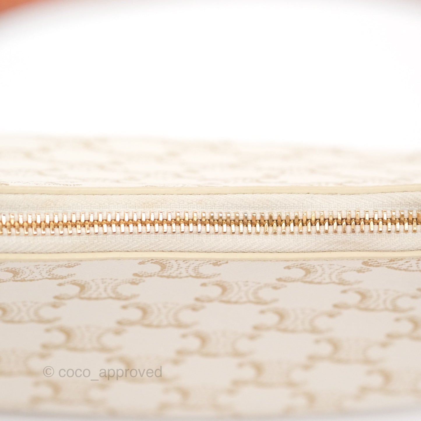 Celine Ava Bag In Triomphe Canvas Calfskin White