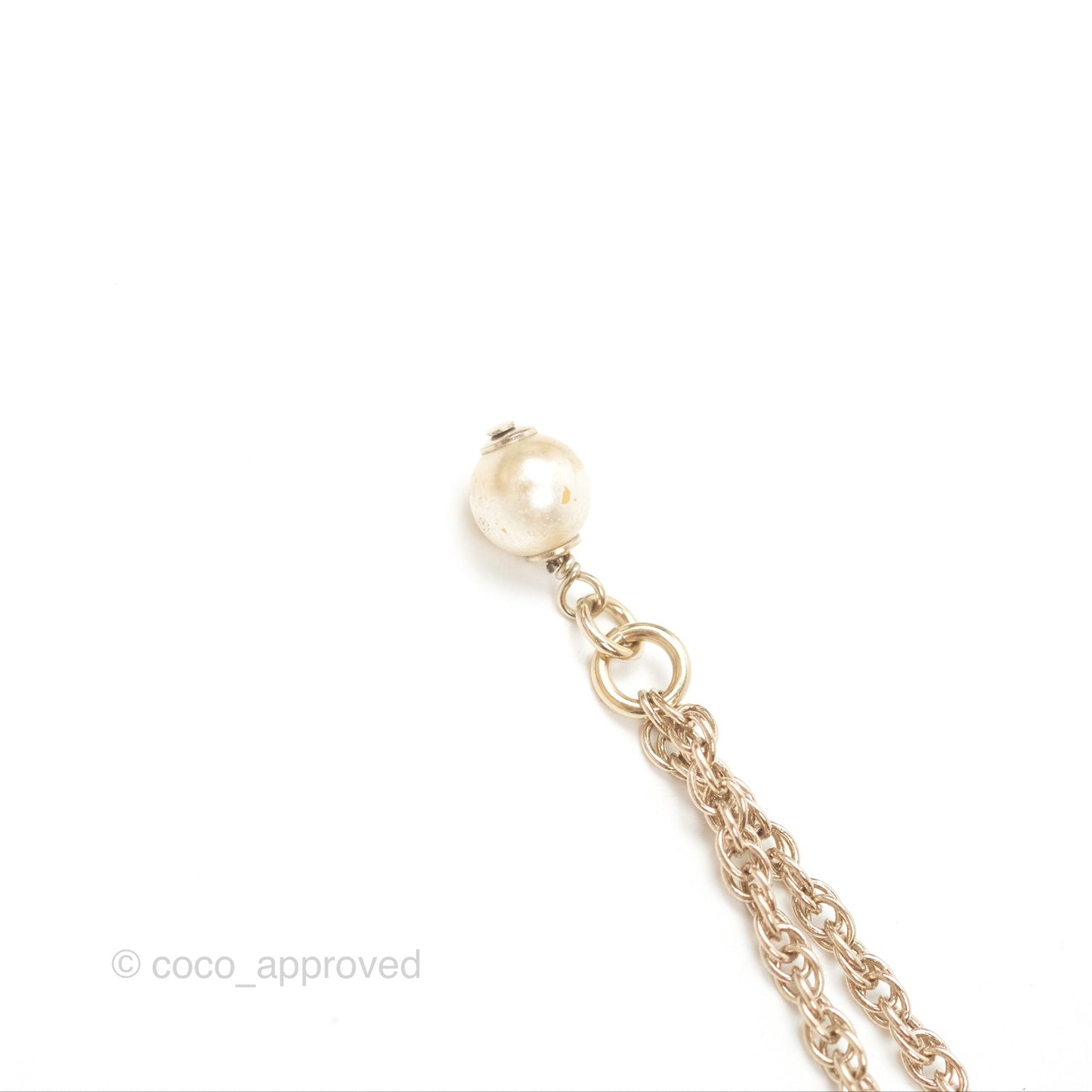 Chanel CC Crystal Pearl Chain Bracelet Gold Tone 19C