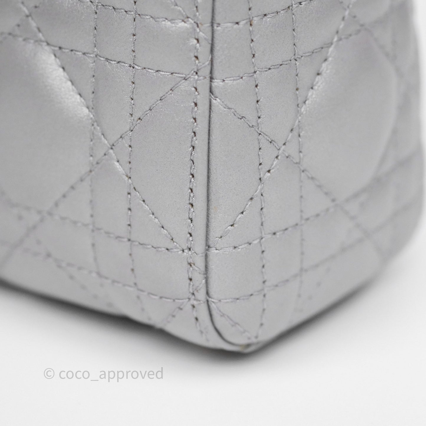 Christian Dior Mini Lady Dior Iridescent Grey Lambskin Cannage Gold Hardware