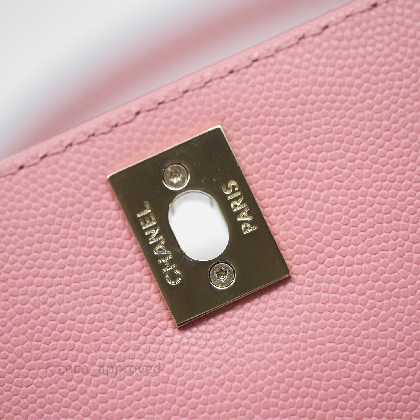 Chanel Mini Coco Handle Quilted Pink Caviar Gold Hardware