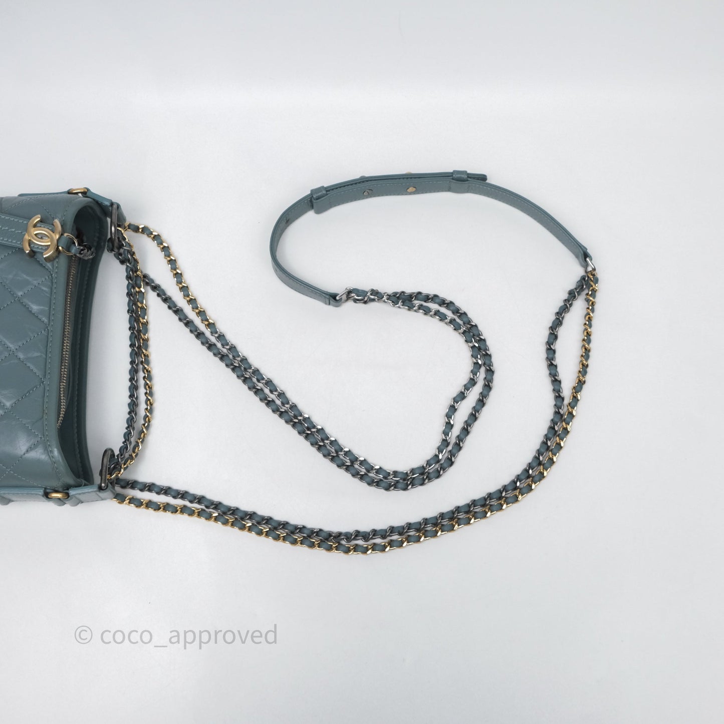 Chanel Small Gabrielle Hobo Quilted Grey Green Aged Calfskin