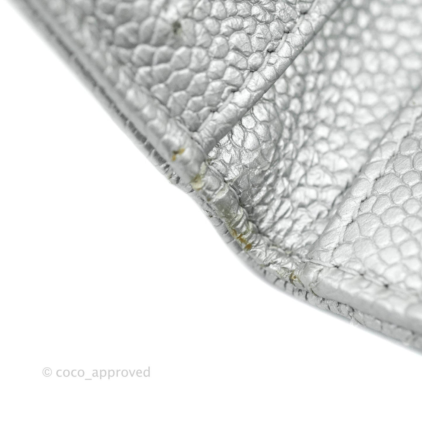 Chanel Classic Quilted Card Holder Metallic Silver Caviar Ruthenium Hardware