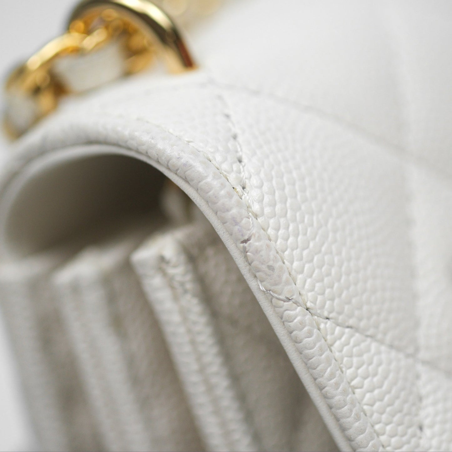 Chanel Mini WOC Bag Charm White Caviar Gold Hardware