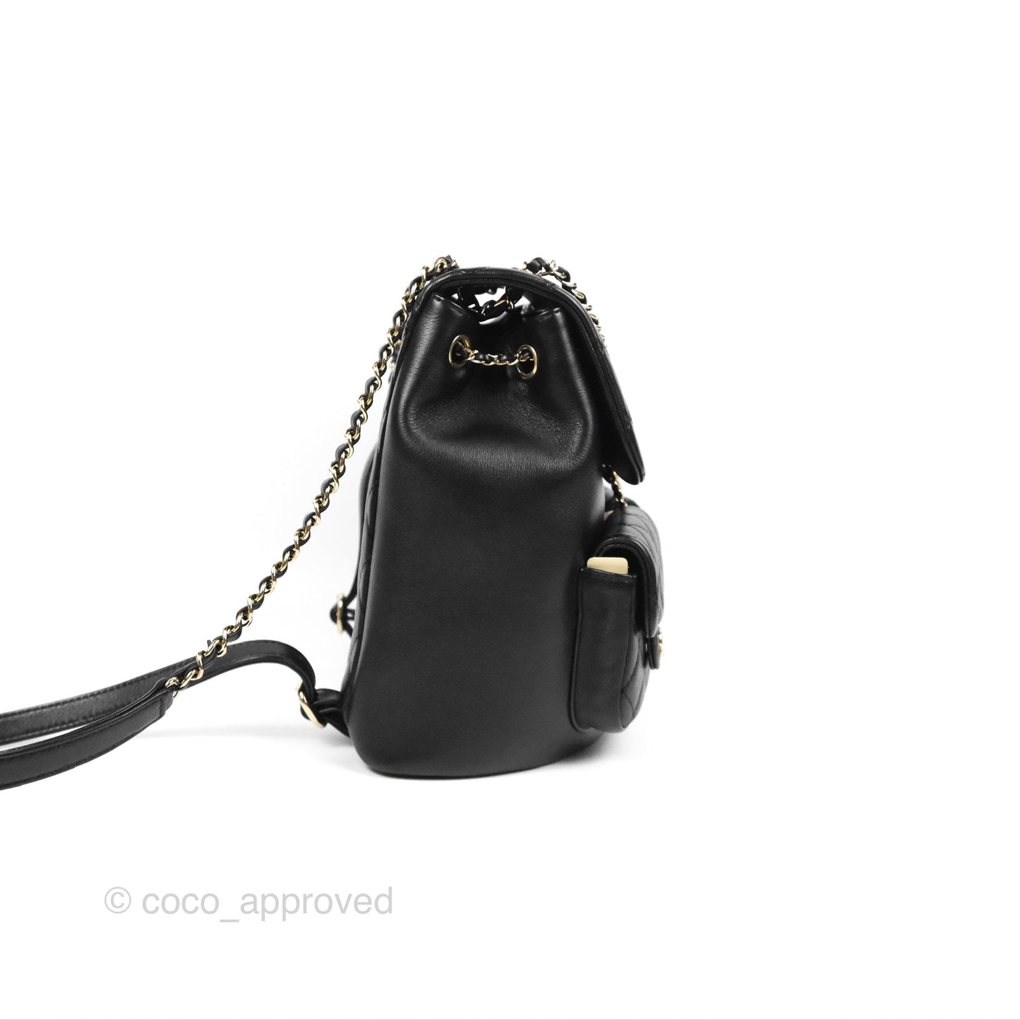Chanel Duma Backpack Large Black Calfskin Gold Hardware 23P