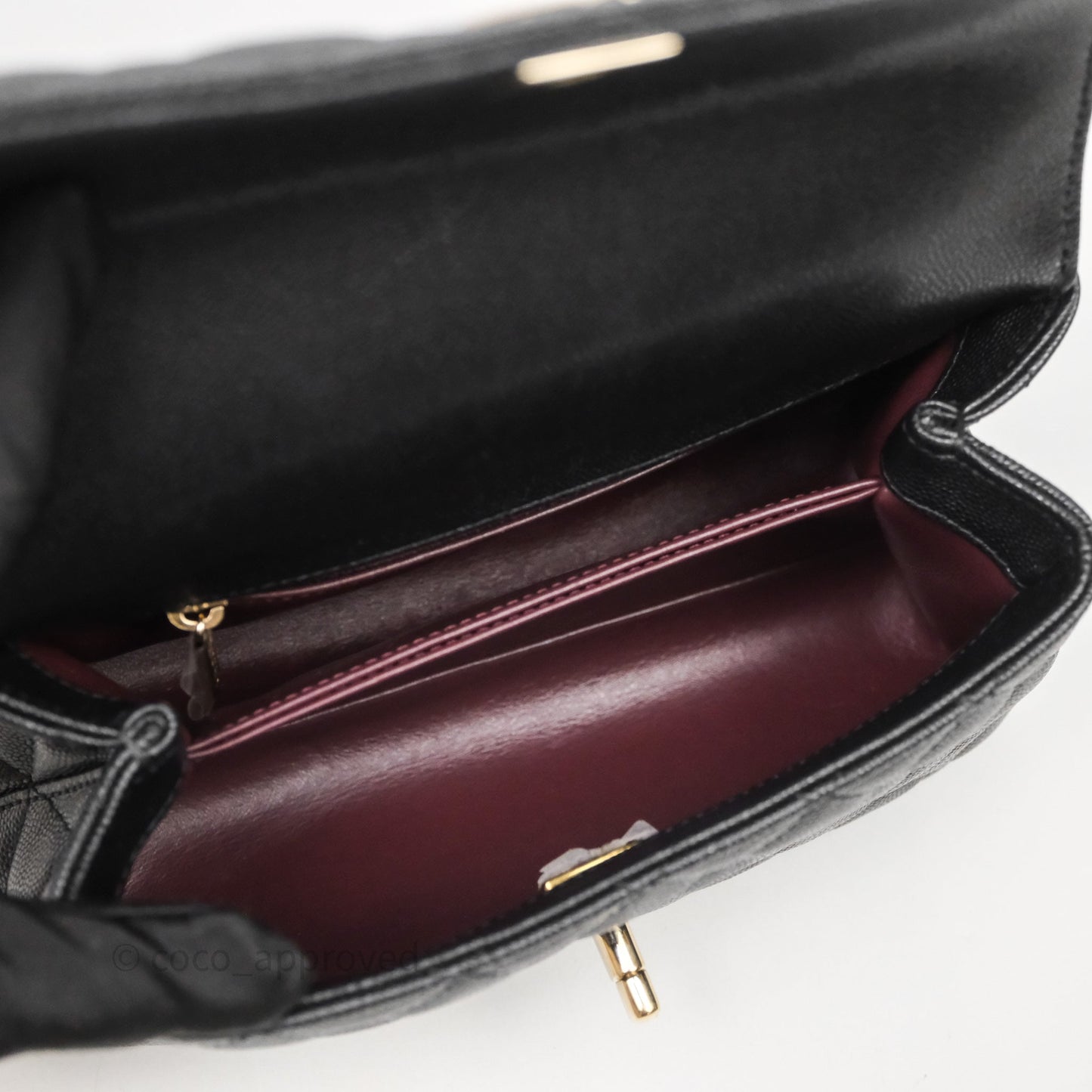 Chanel Small Coco Handle Black Caviar Light Gold Hardware