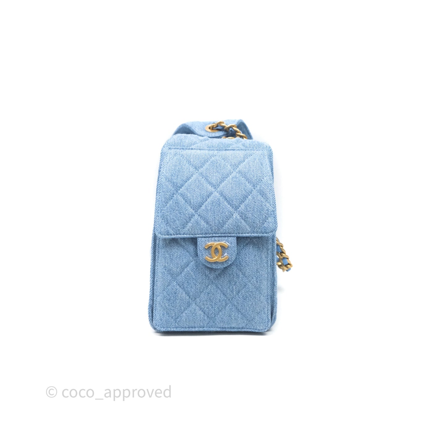 Chanel 25 Small Hobo Blue Washed Denim Aged Gold Hardware