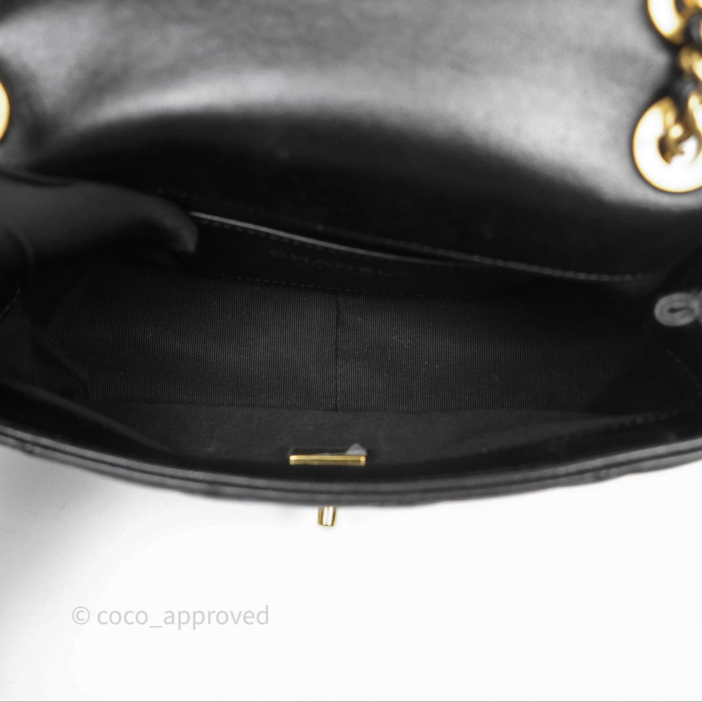 Chanel Flap Bag Black Lambskin Aged Gold Hardware 24P