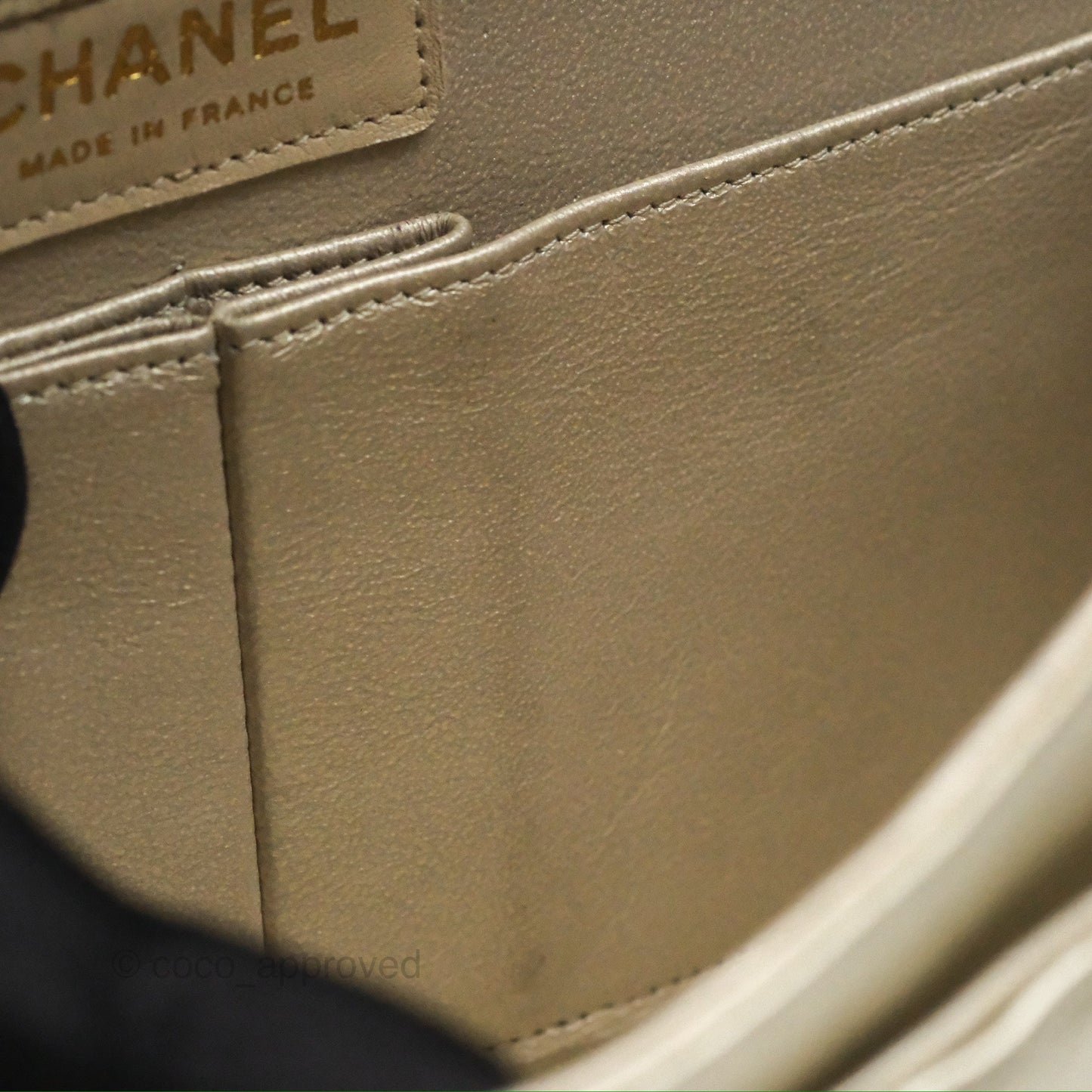 Chanel Classic M/L Medium Flap Quilted Gold Caviar Gold Gold Hardware