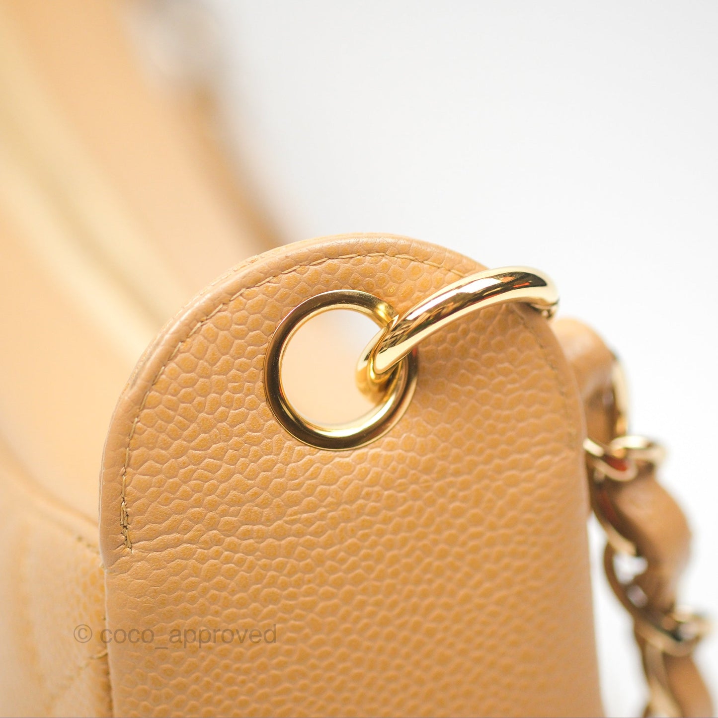 Chanel Vintage CC Quilted Hobo Shoulder Bag Beige Caviar Gold Hardware