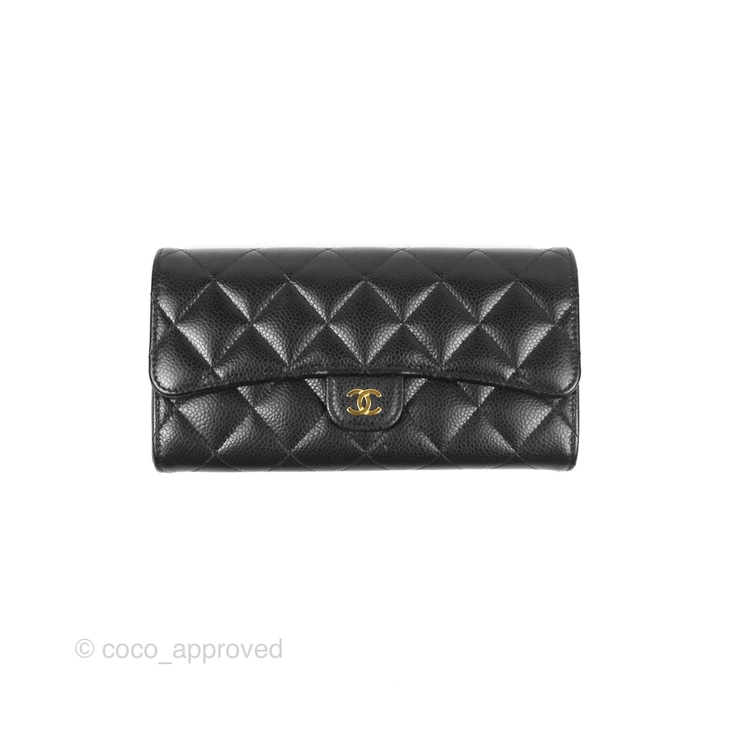 Chanel Quilted Classic Zip Long Wallet Black Caviar Gold Hardware