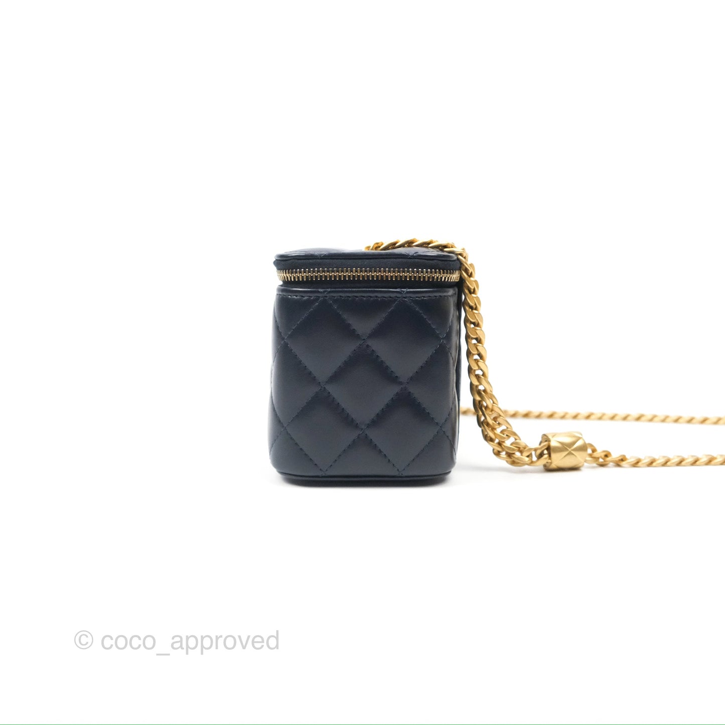 Chanel All Slide Vanity with Adjustable Chain Navy Lambskin Aged Gold Hardware