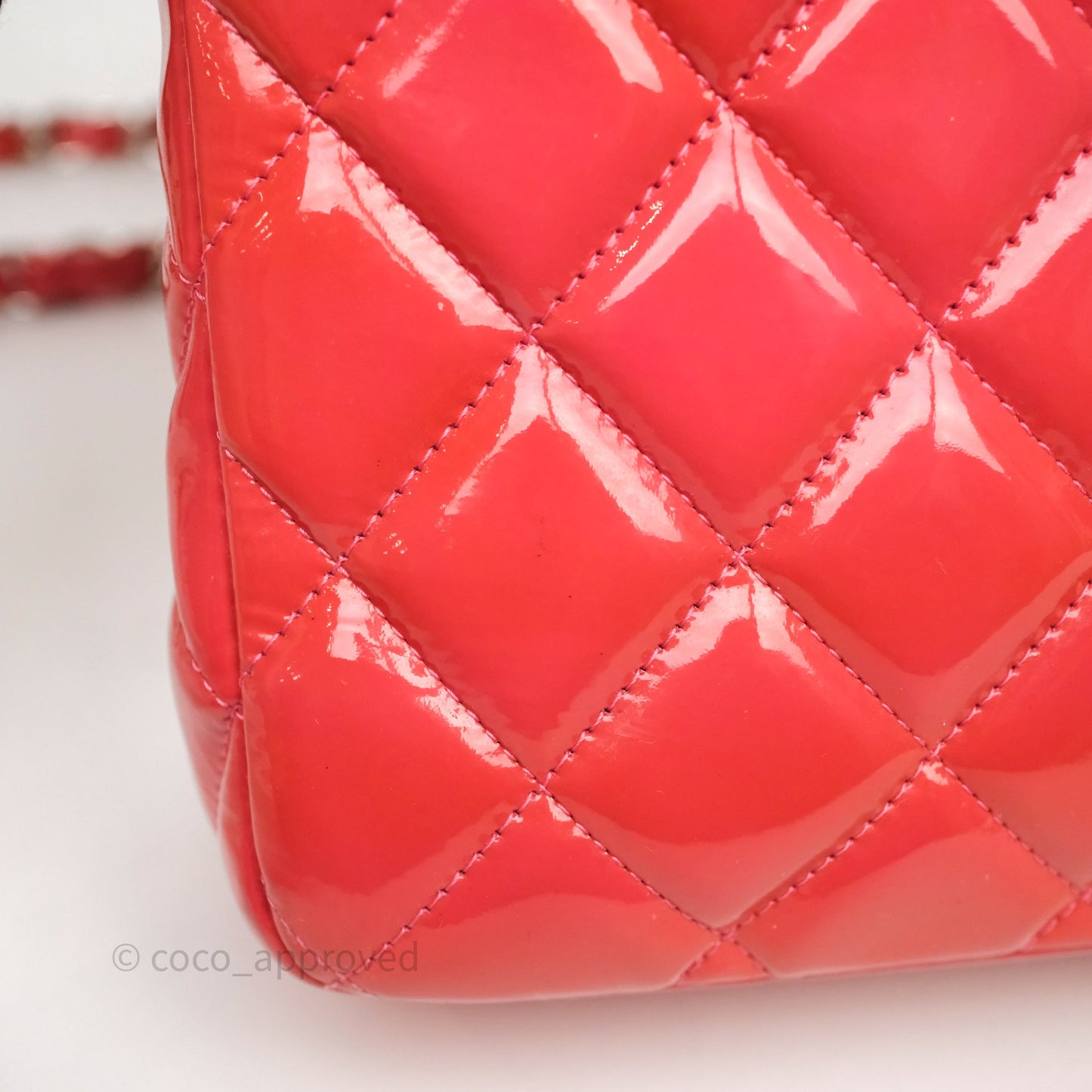 Chanel Jumbo Double Flap Red Orange Patent Silver Hardware⁣⁣
