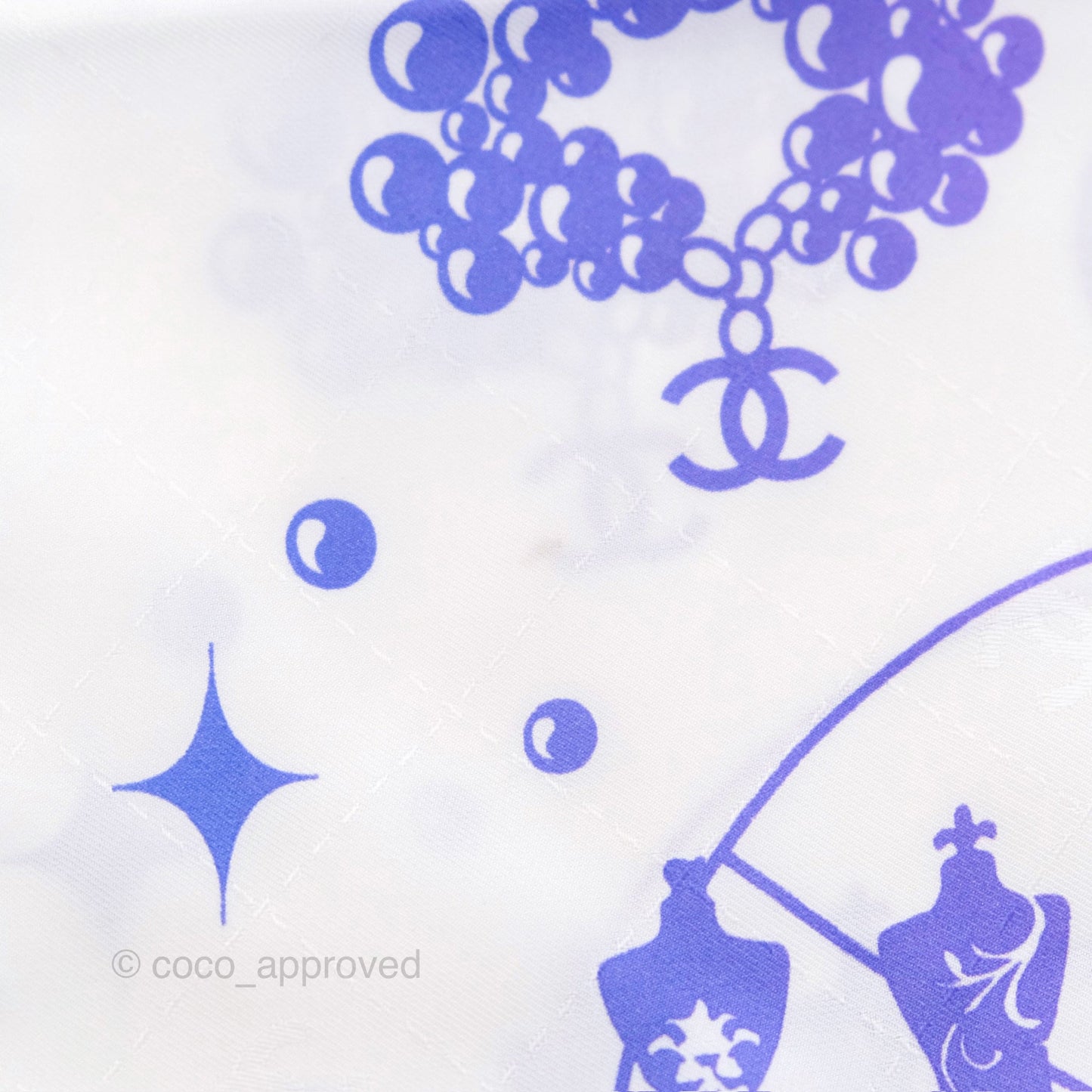 Chanel Silk Scarf 90cm White Gradient Blue Purple