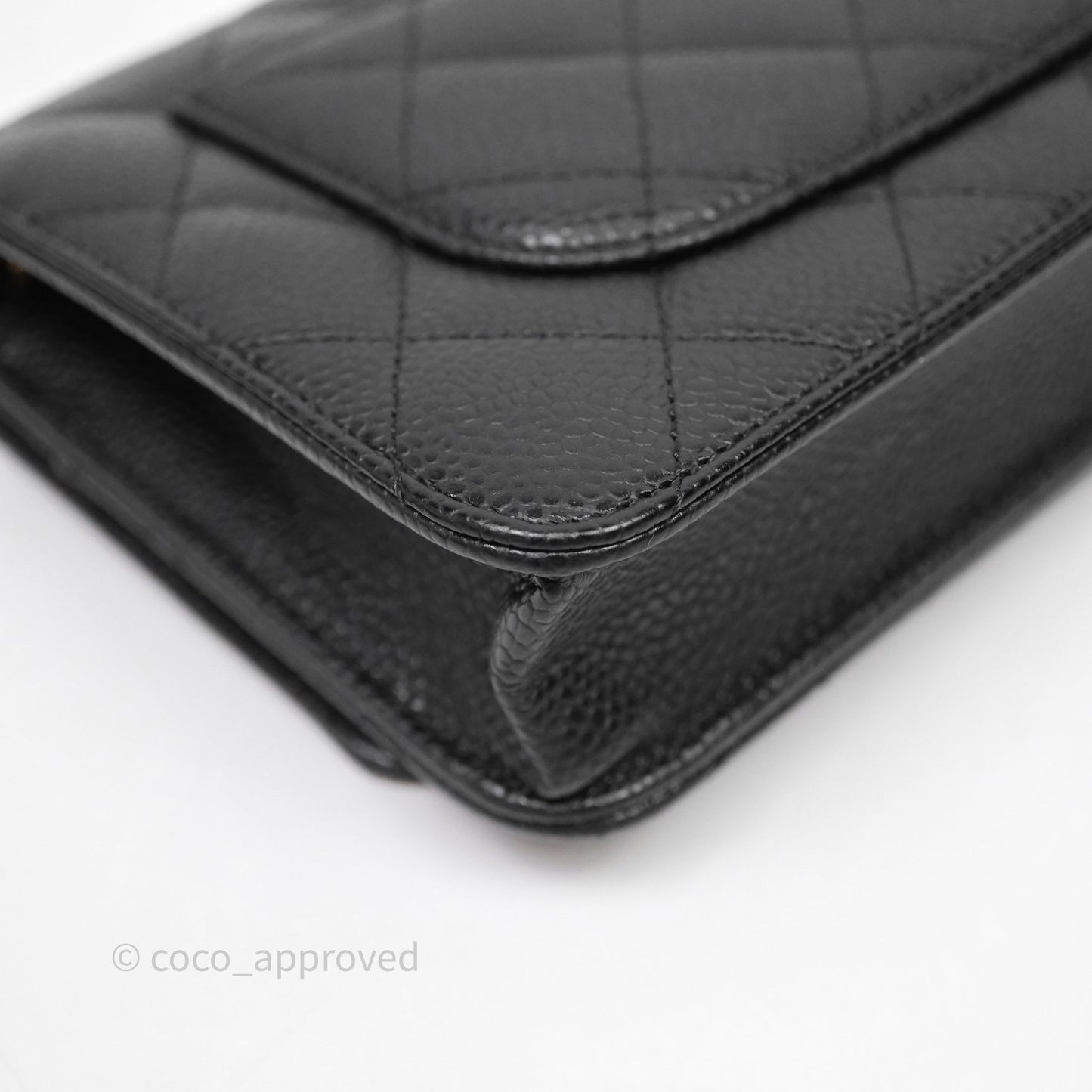 Chanel Classic Wallet On Chain WOC Quilted Black Caviar Gold Hardware