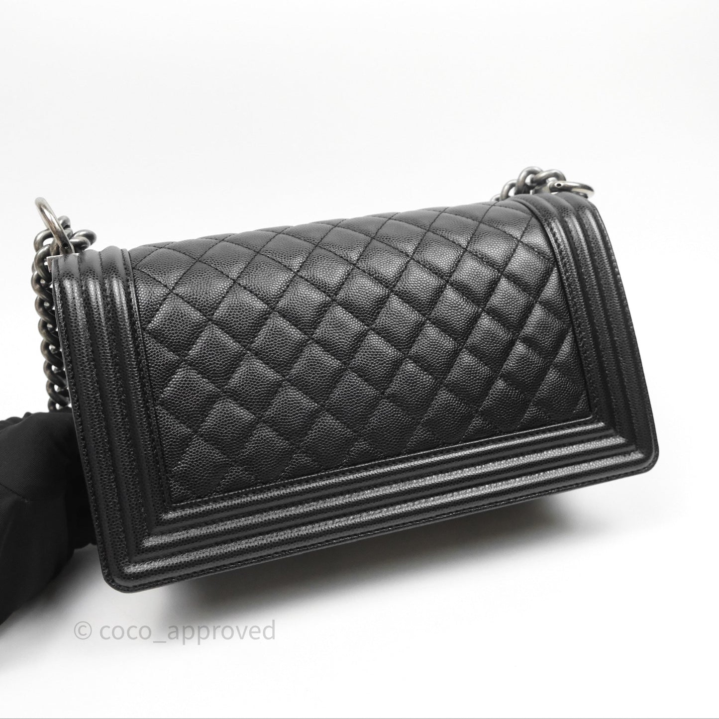Chanel Quilted Medium Boy Black Caviar Ruthenium Hardware