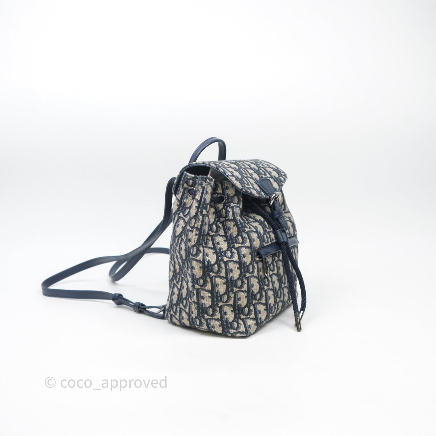 Christian Dior Mini Backpack Oblique Jacquard Beige and Blue
