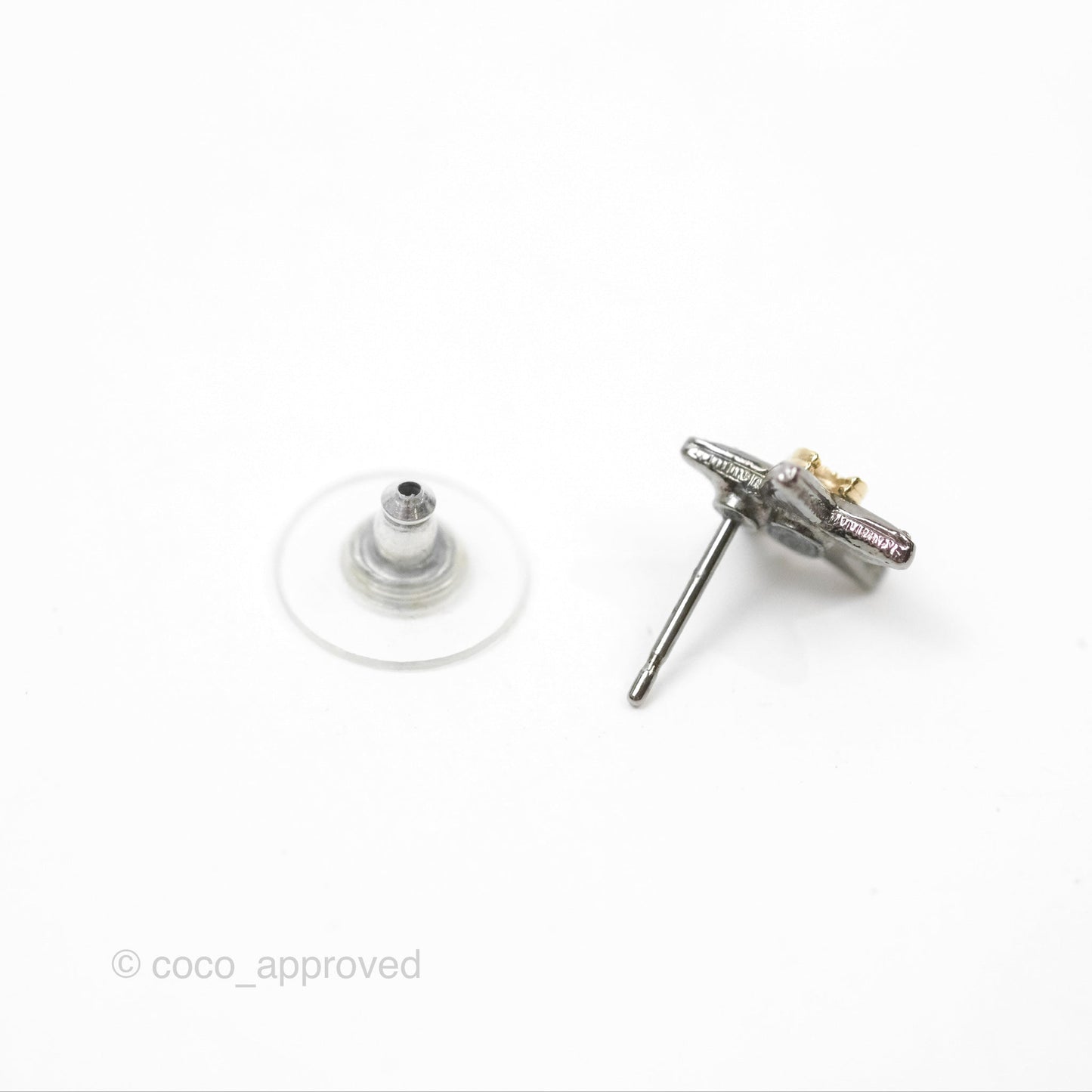 Chanel Gold CC Crystals Star Earrings Gun Metal 21S