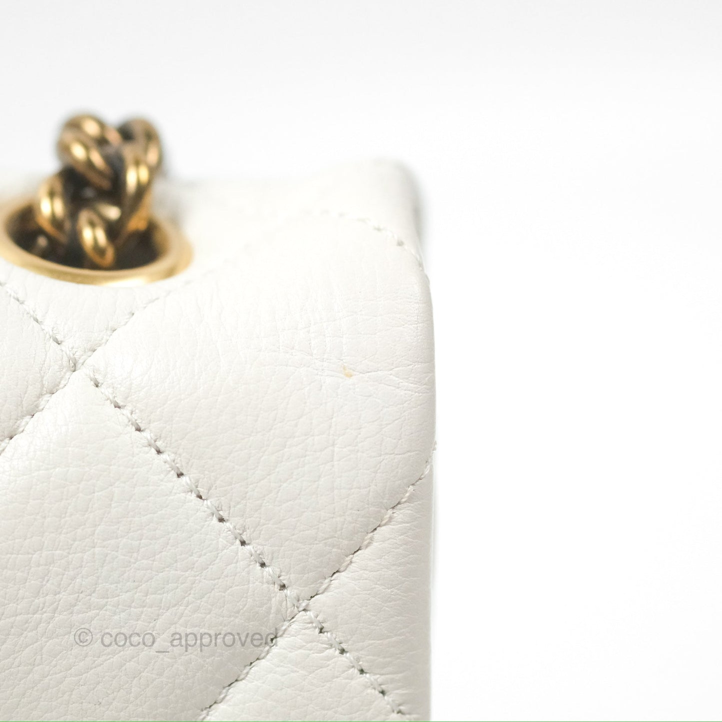 Chanel CC Crown Flap White Calfskin Antique Gold Hardware