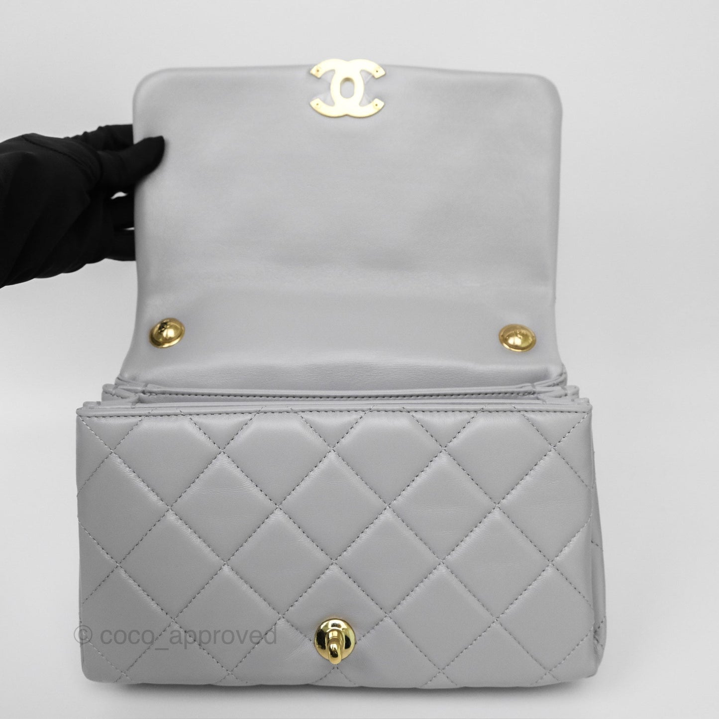 Chanel Medium Color Match Flap Grey Lambskin Aged Gold Hardware 22A