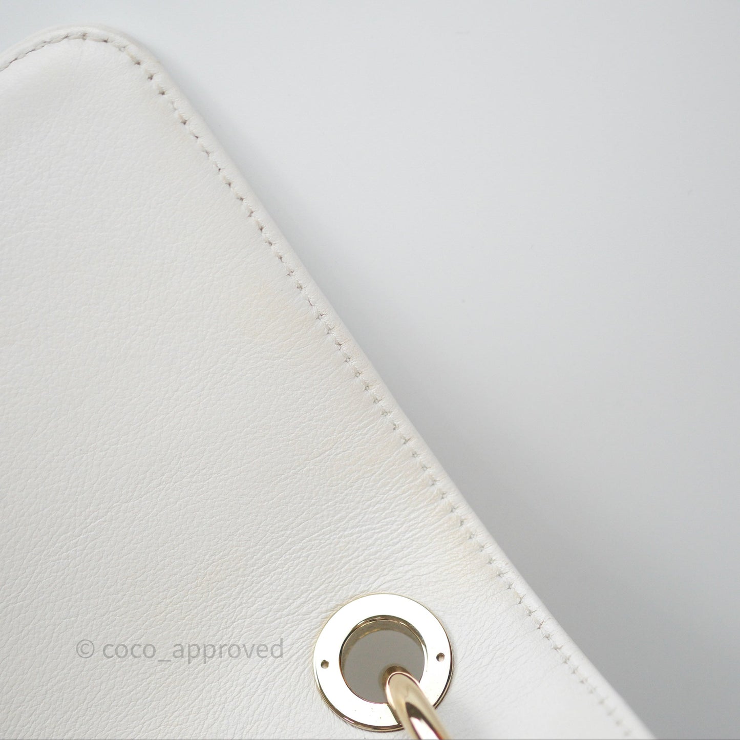 Chanel Small Chevron Chic Top Handle Flap White Calfskin Gold Hardware