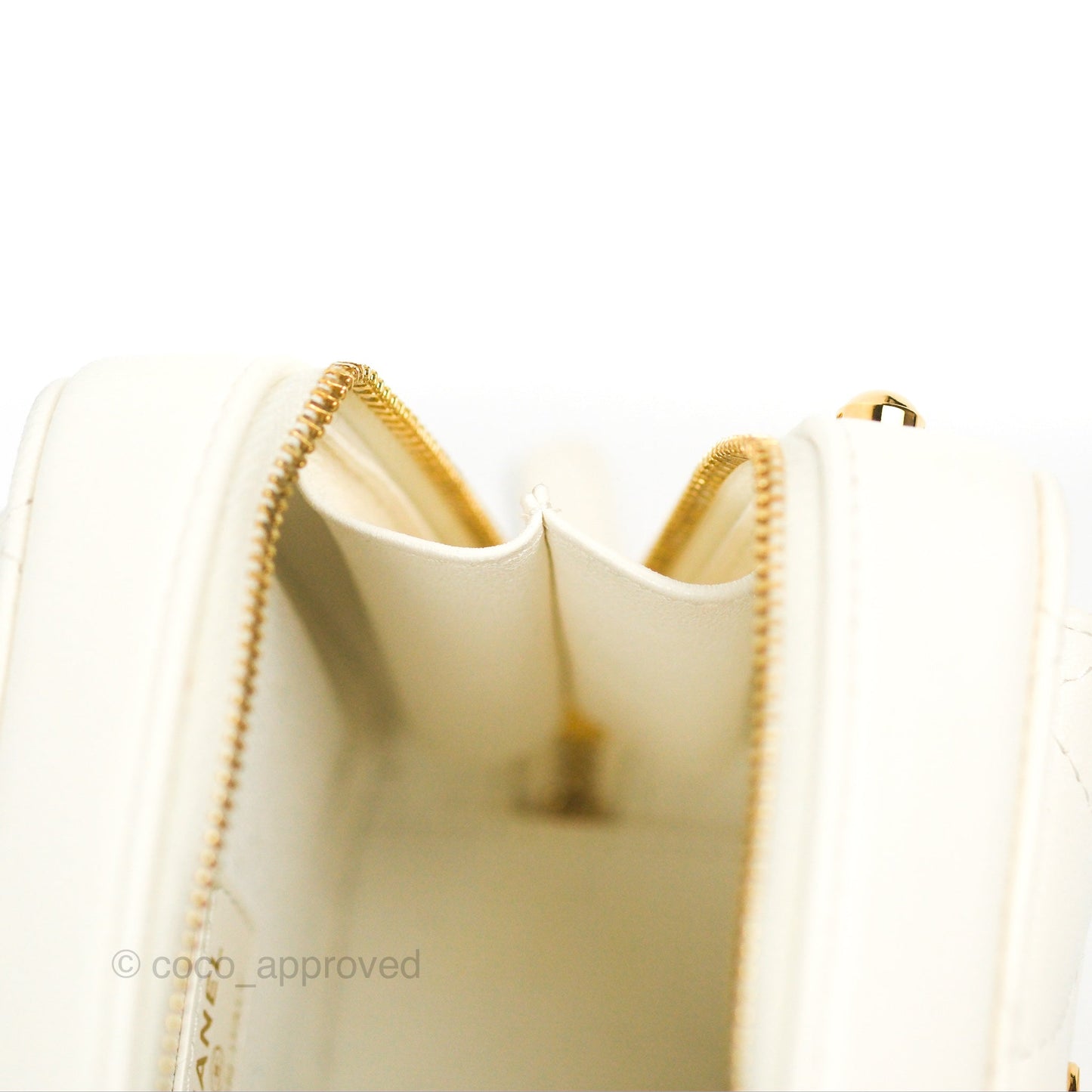 Chanel Mini Vanity Case with Chain White Lambskin Gold Hardware