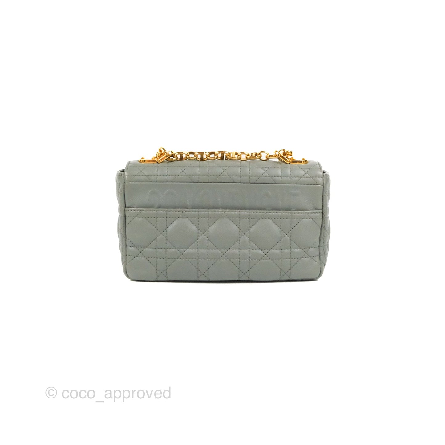 Dior Small Caro Bag Stone Gray Supple Cannage Calfskin