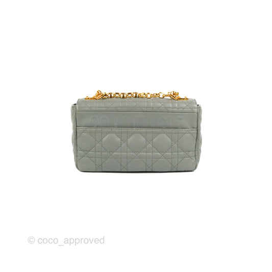 Dior Small Caro Bag Stone Gray Supple Cannage Calfskin