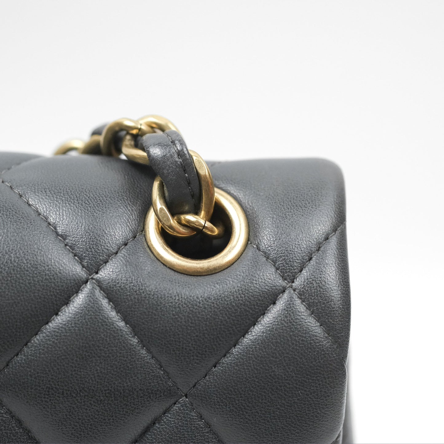 Chanel Jumbo Double Flap Dark Grey Lambskin Brushed Gold Hardware⁣⁣