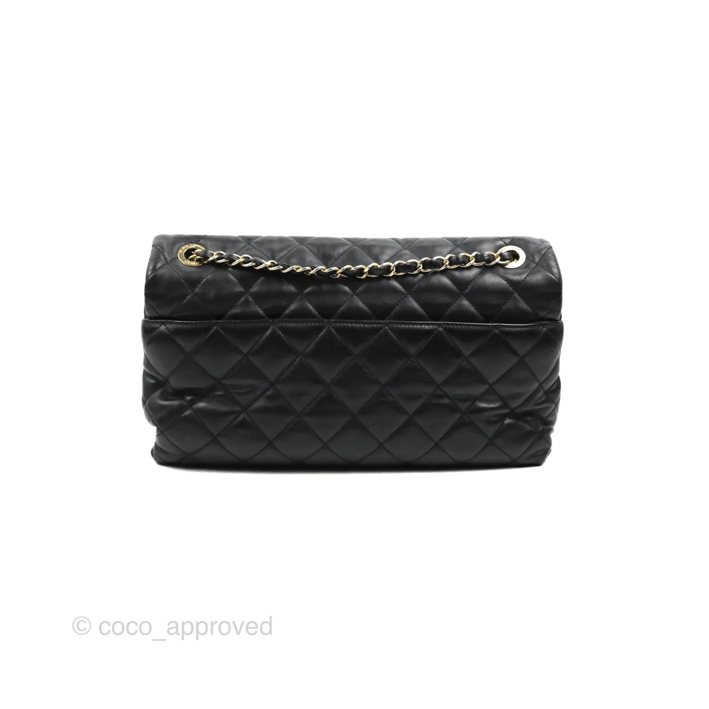 Chanel Soft Elegance Flap Bag Calfskin Black Aged Gold Hardware