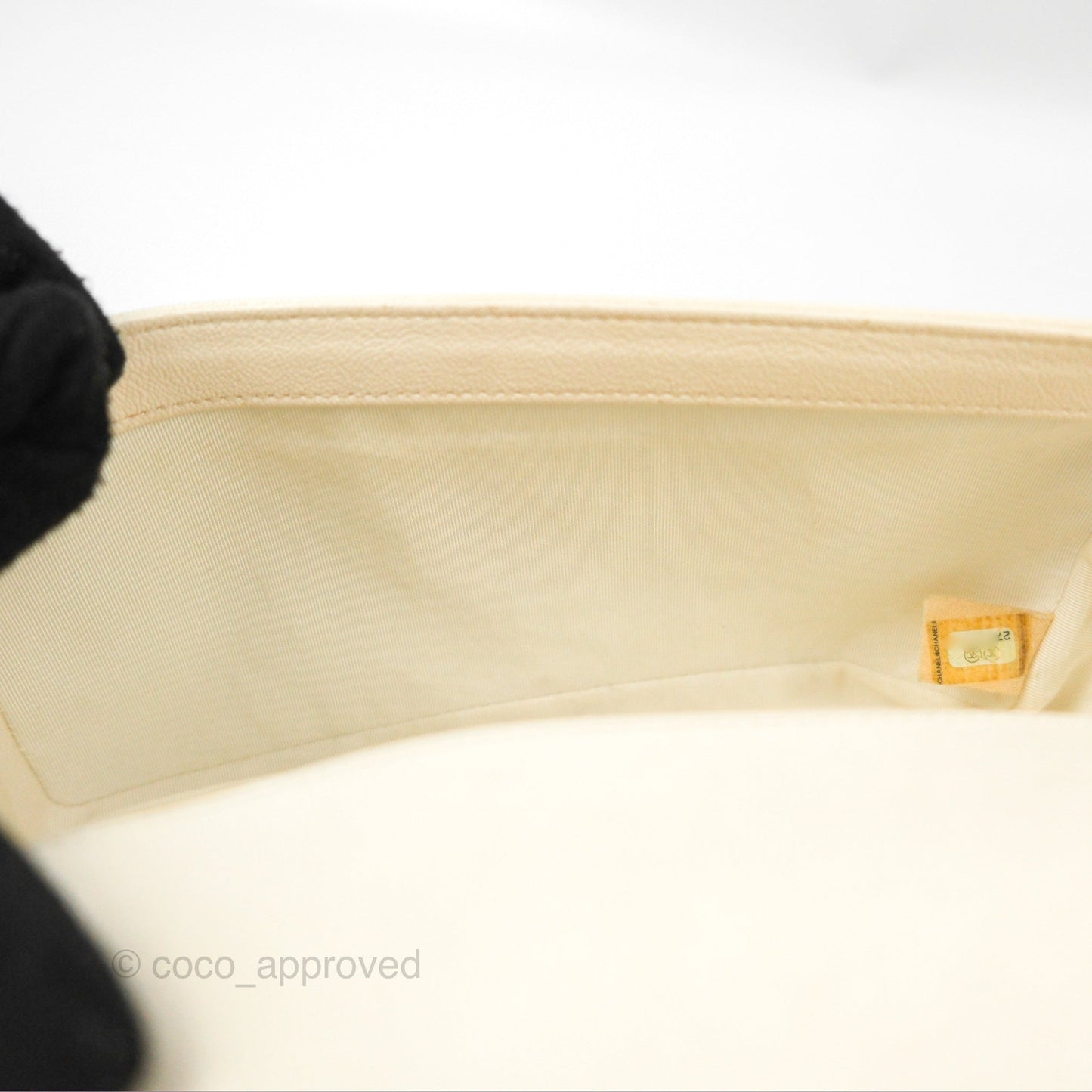 Chanel Medium Boy Quilted Ivory Caviar Aged Gold Hardware