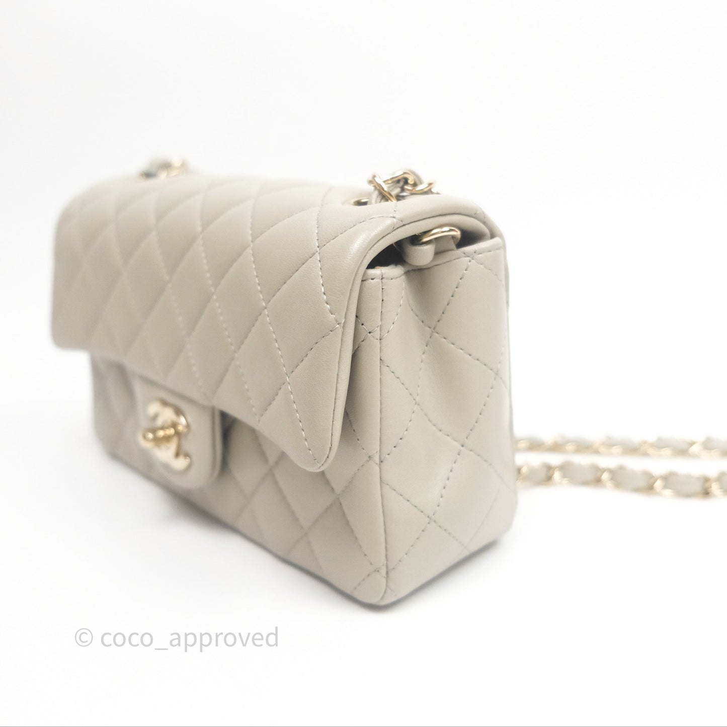 Chanel Mini Rectangular Quilted Sage Lambskin Gold Hardware