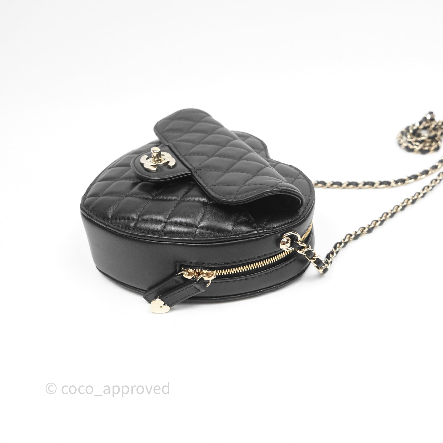 Chanel Large Heart Bag Black Lambskin Gold Hardware 22S