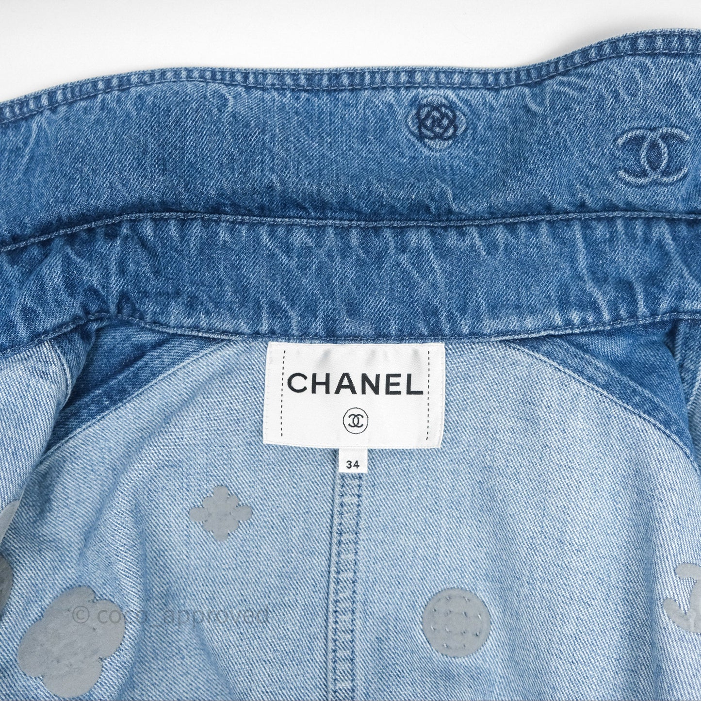 Chanel CC Printed Denim Jacket Size 34