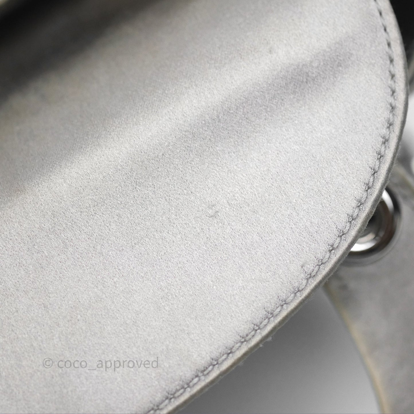 Christian Dior Mini Lady Dior Bag Grey Strass Cannage Satin Silver Hardware
