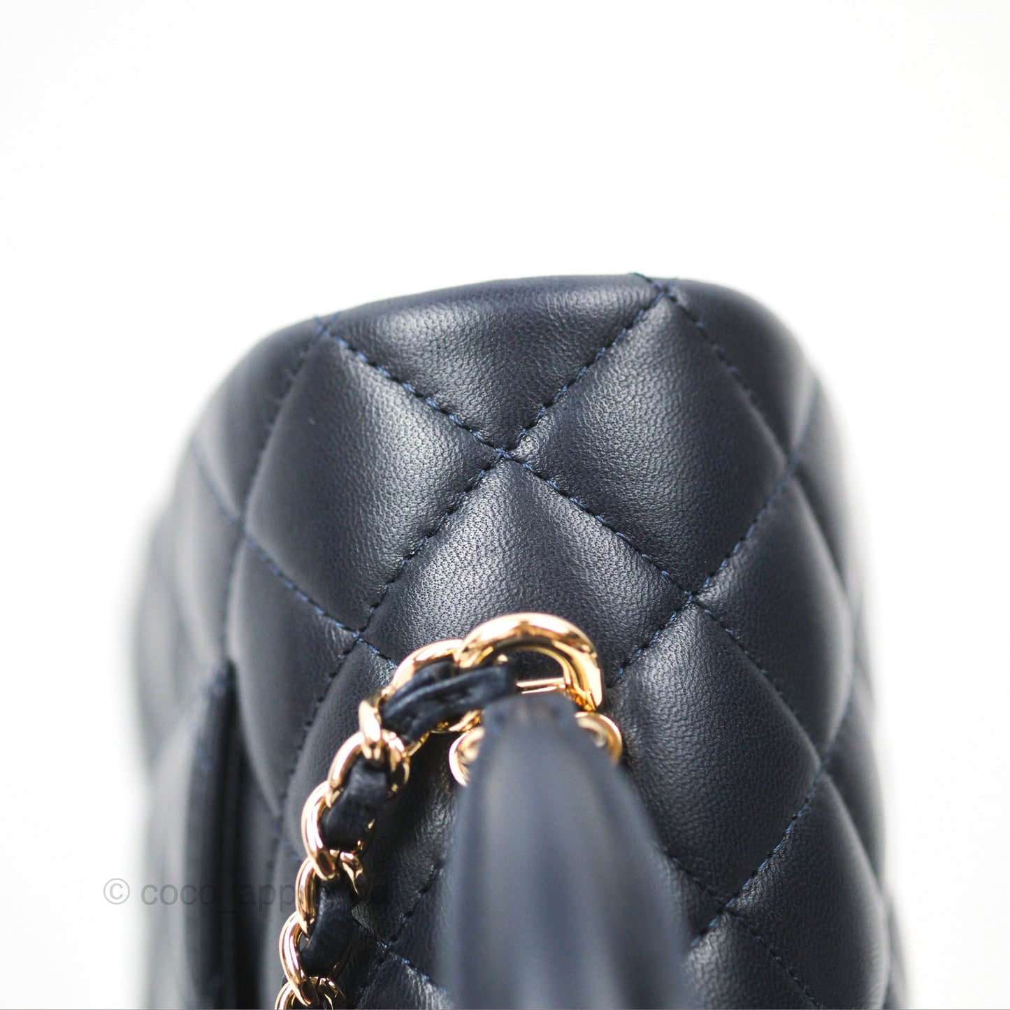Chanel Top Handle Mini Rectangular Flap Bag Navy Lambskin Gold Hardware