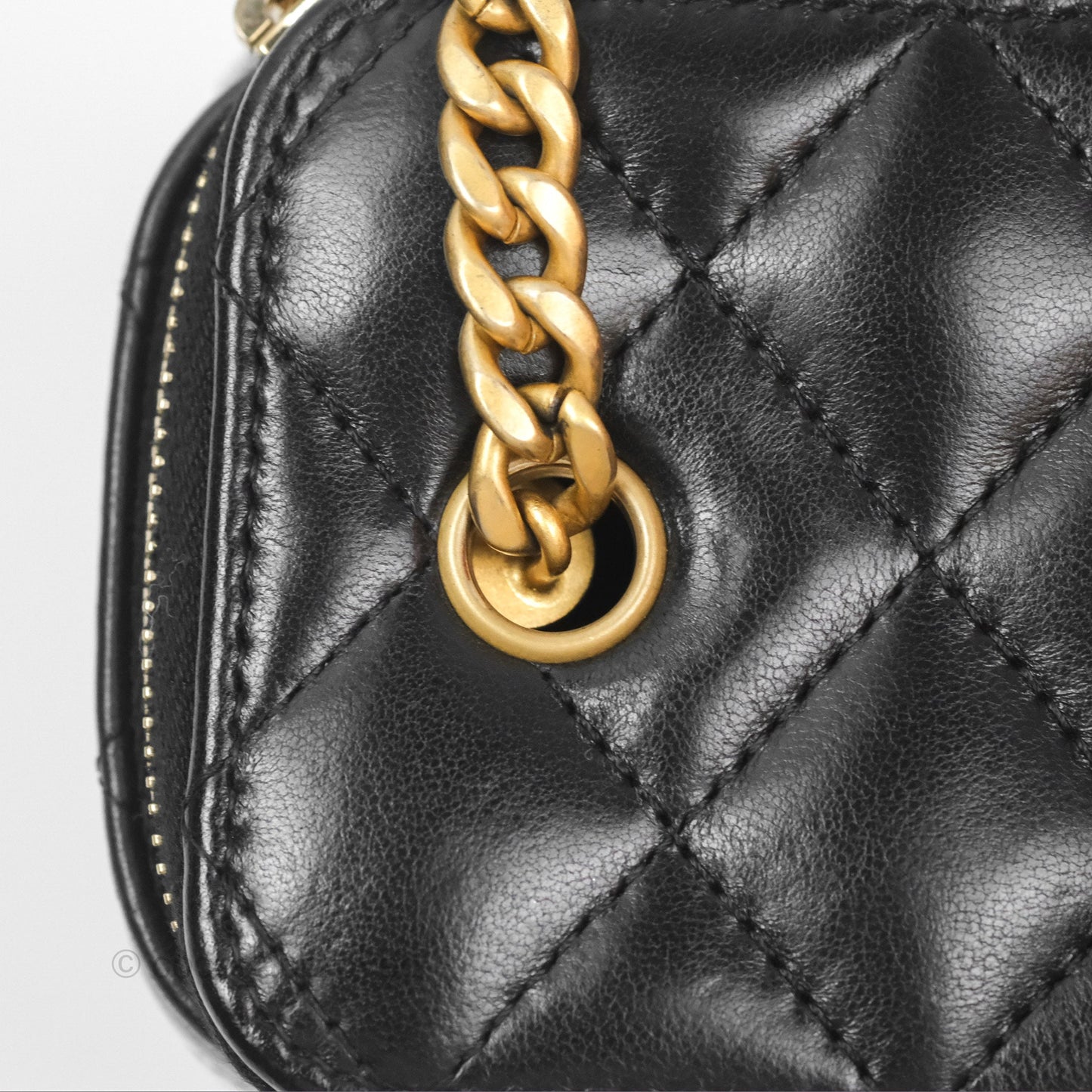 Chanel All Slide Vanity with Adjustable Chain Black Lambskin Aged Gold Hardware