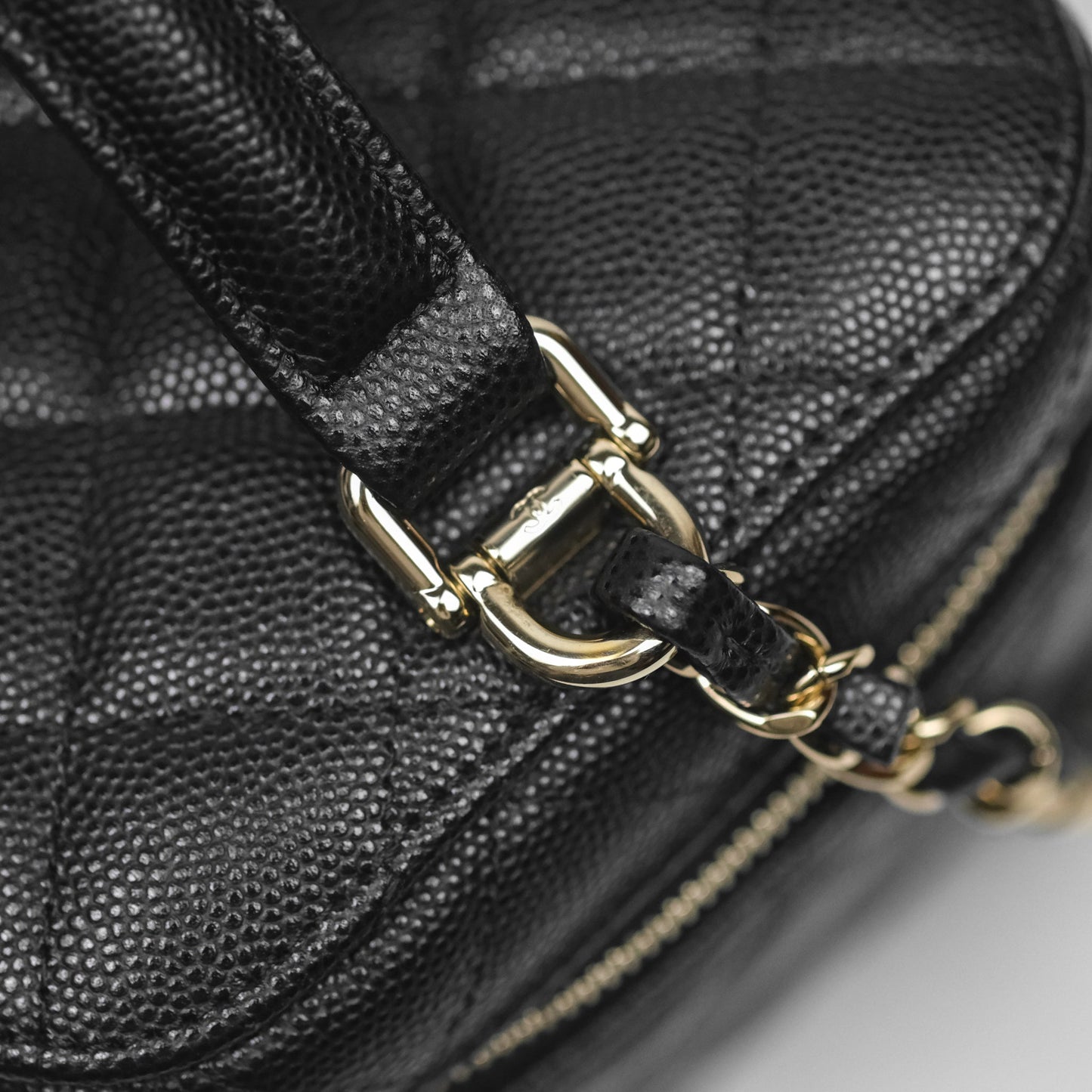 Chanel Quilted Top Handle Vanity Case Black Caviar Gold Hardware
