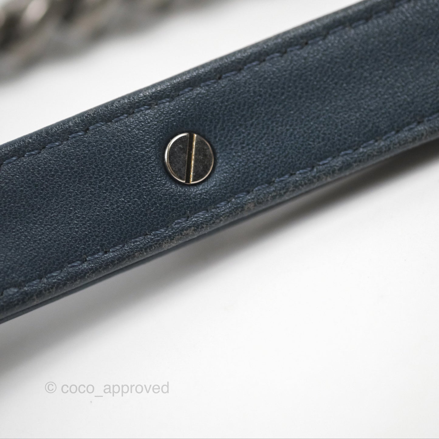 Chanel Medium Chevron Boy Washed Denim Ruthenium Hardware