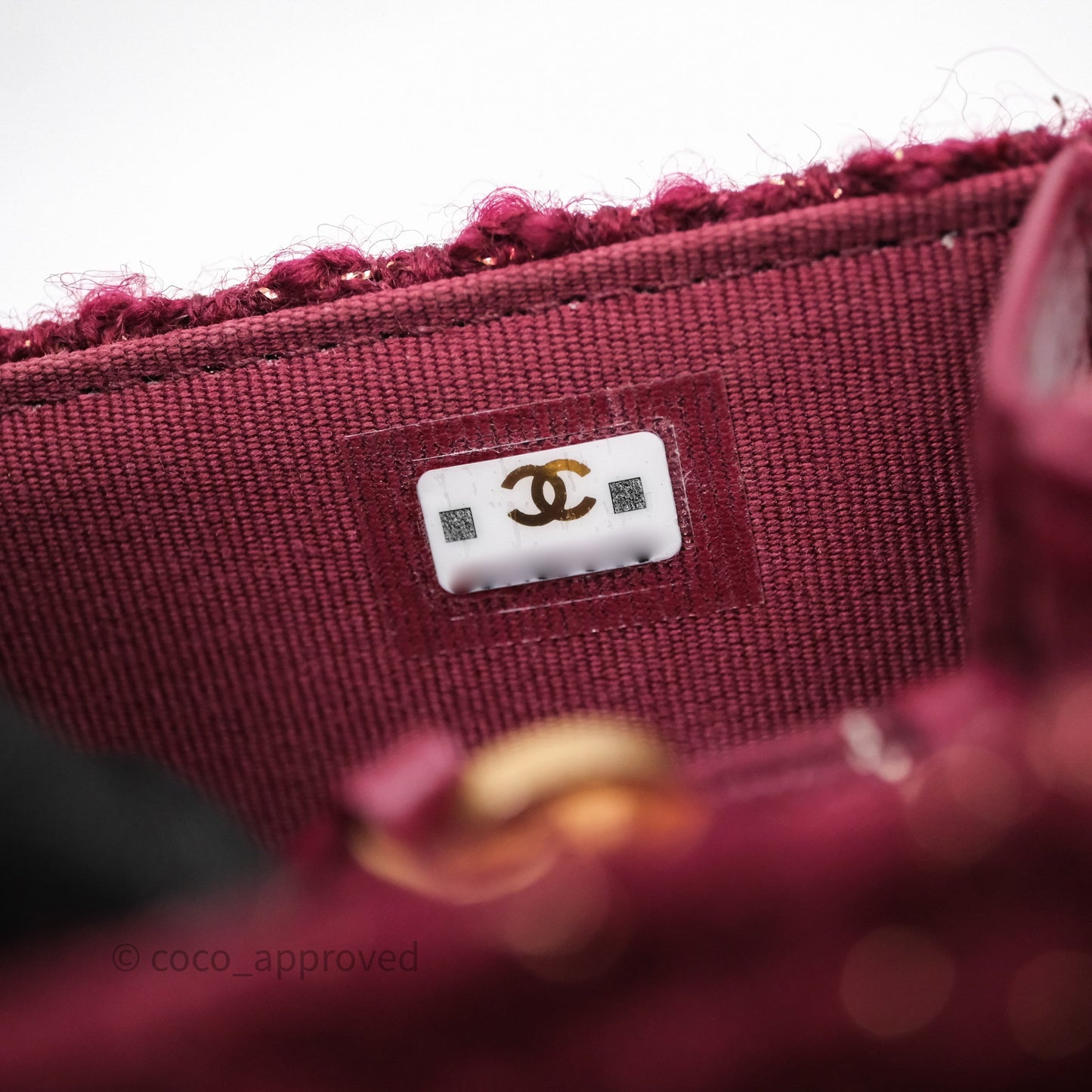 Chanel Clutch With Chain Red Tweed Aged Gold Hardware