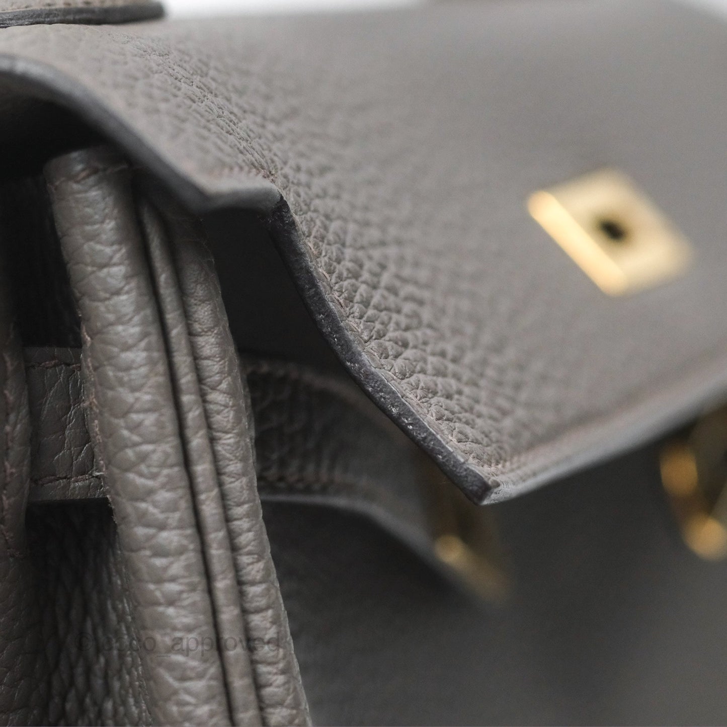 Hermès Retourne Kelly 25 Gris Etain 8F Togo Gold Hardware