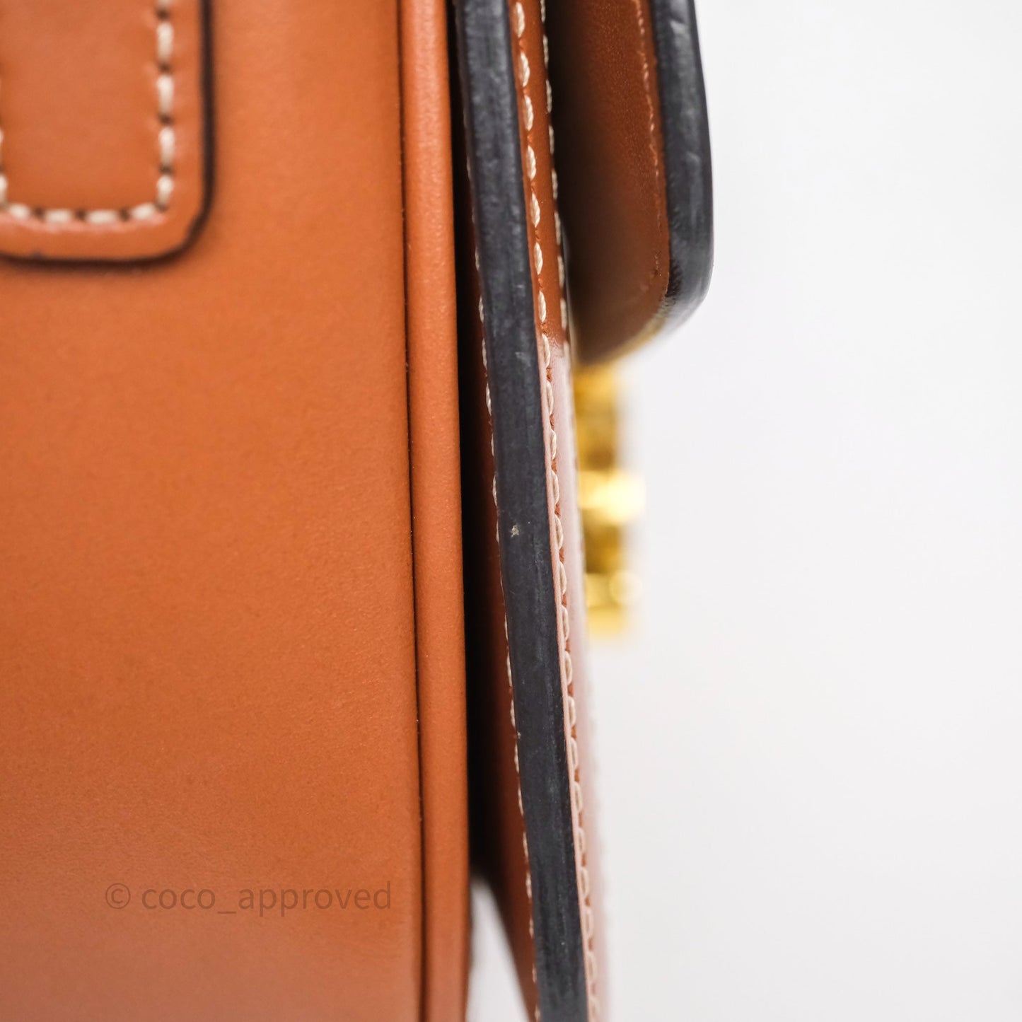 Celine Teen Triomphe Bag Triomphe Canvas Tan Calfskin