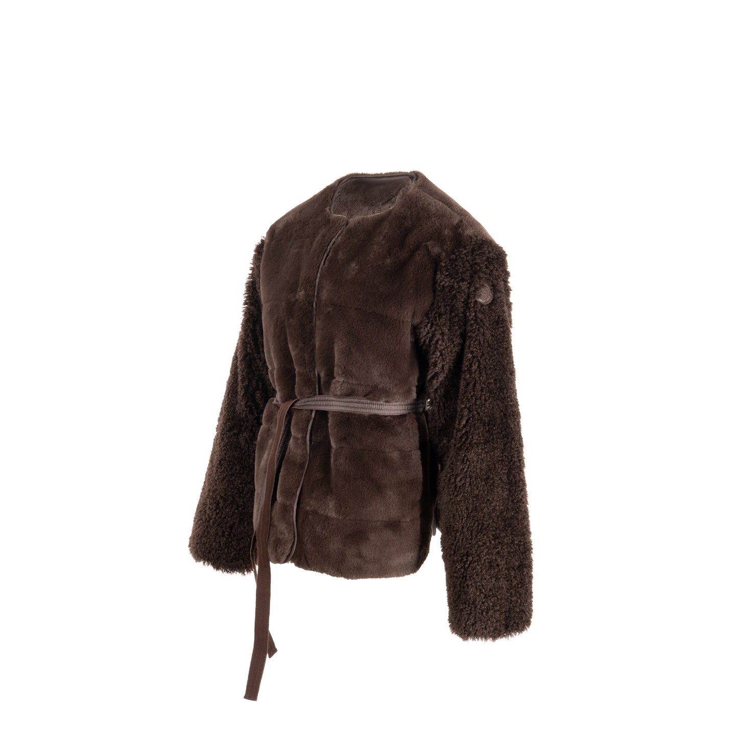 Moncler Size 1 Jouillat Teddy Short Down Jacket Polyester Dark Brown