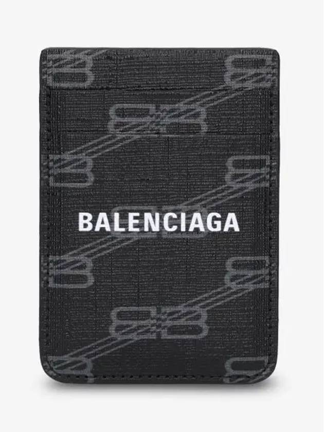 Luxury Balenciaga Signature Magnet Card Wallet Black
