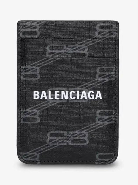 Luxury Balenciaga Signature Magnet Card Wallet Black
